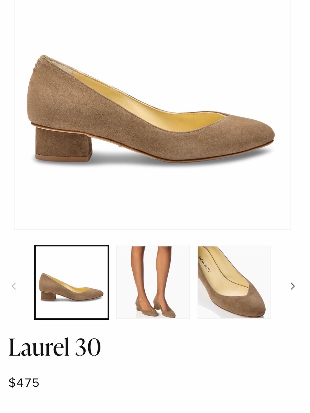 Sarah Flint Laurel 30 Suede Pumps - Taupe Brown (New!)